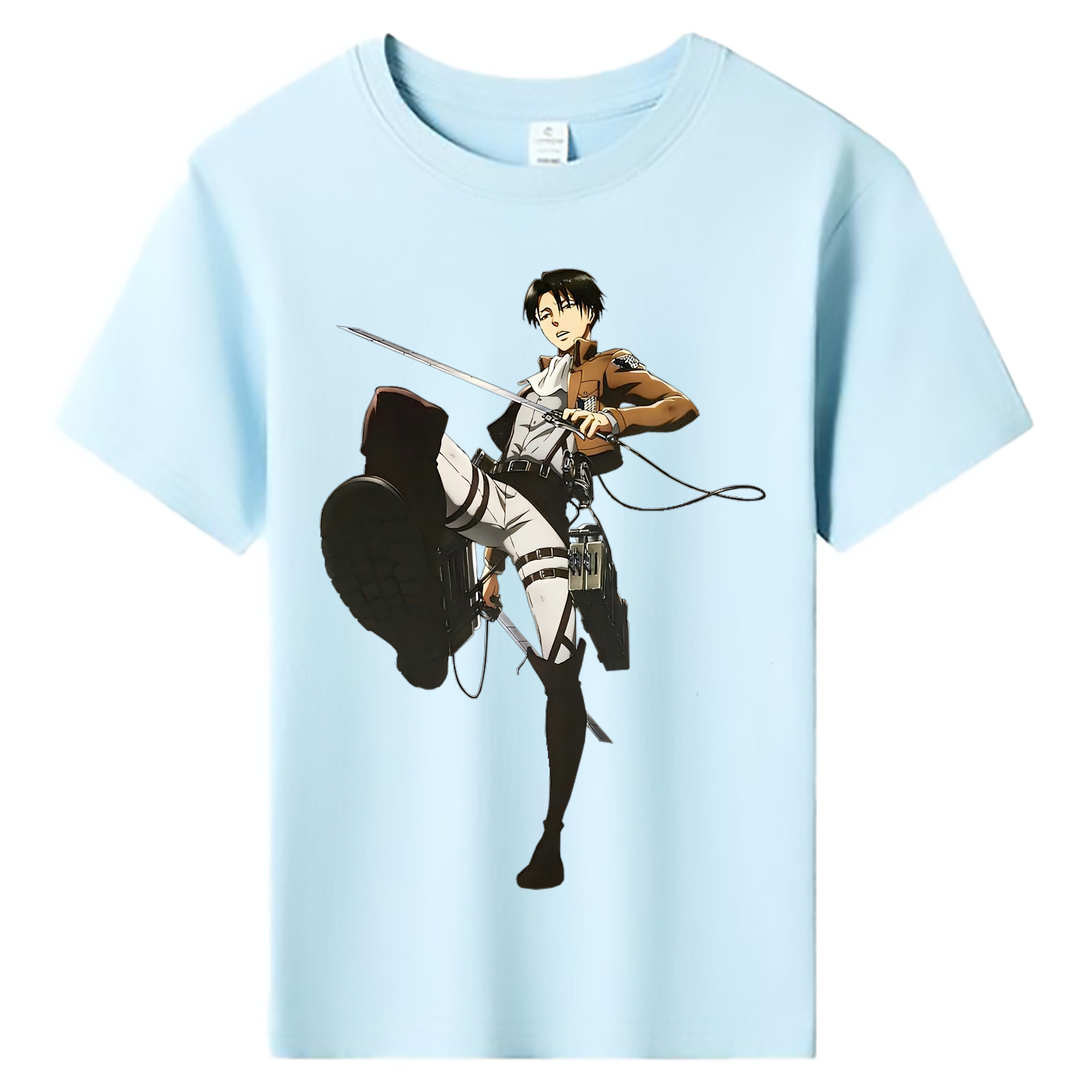 （画像用） 進撃の巨人 リヴァイ·アッカーマン Attack on Titan Levi Ackerman 綿100％キッズTシャツ（フロントプリント）